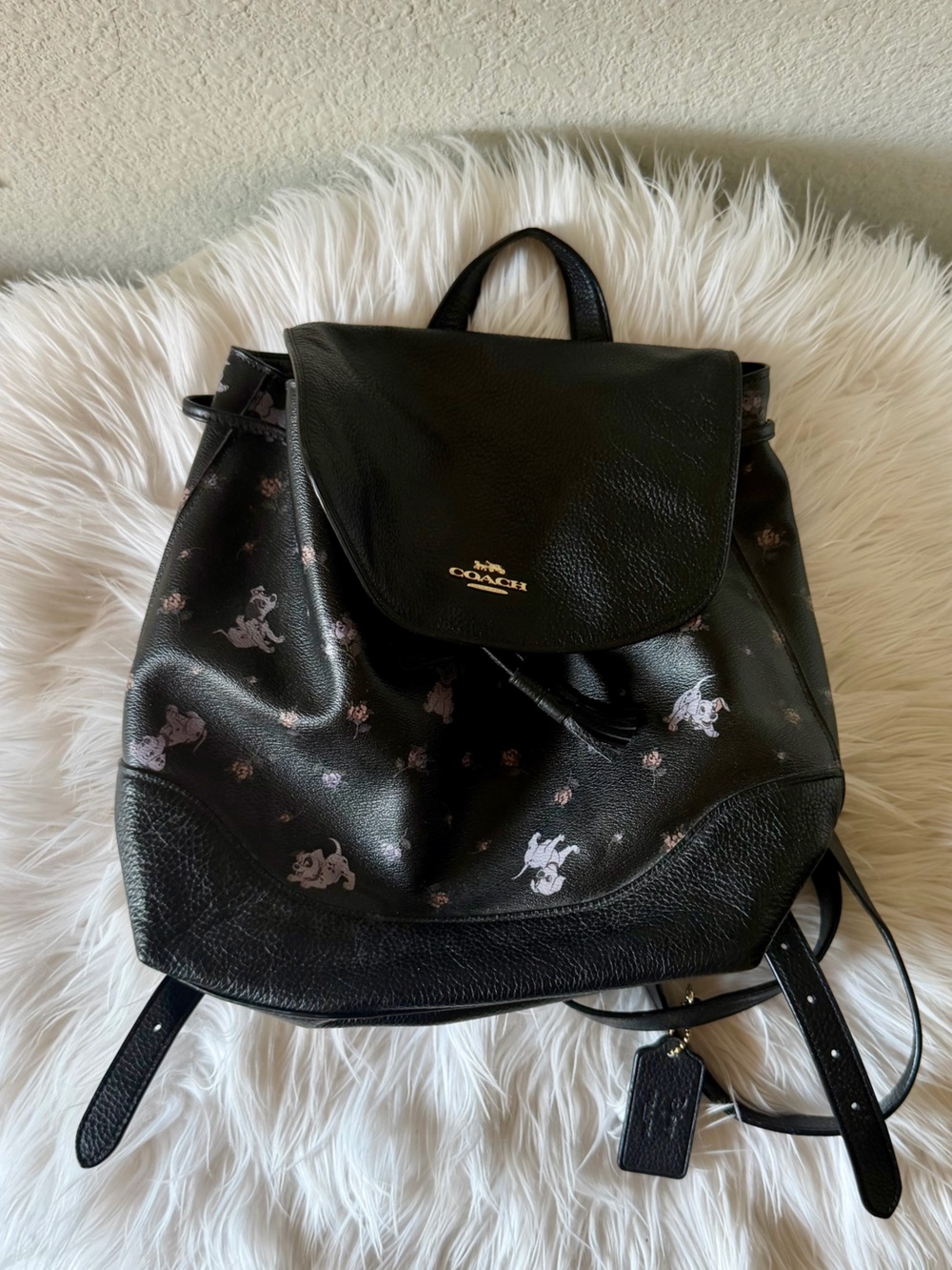 Coach x Disney 101 Dalmatians Black Pebbled Leather Backpack - Picture 2 of 6
